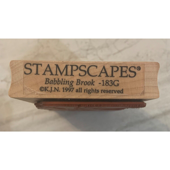 STAMPSCAPES 1997 Wooden Mounted Rubber Stamp Babbling Brook Stamp #183G - Picture 3 of 4